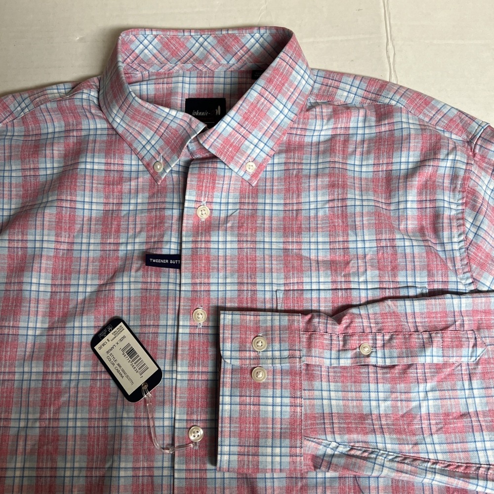 NWT JOHNNIE-O Cabana Scotty Plaid Performance Button Up shirt Size XL  MSRP $138